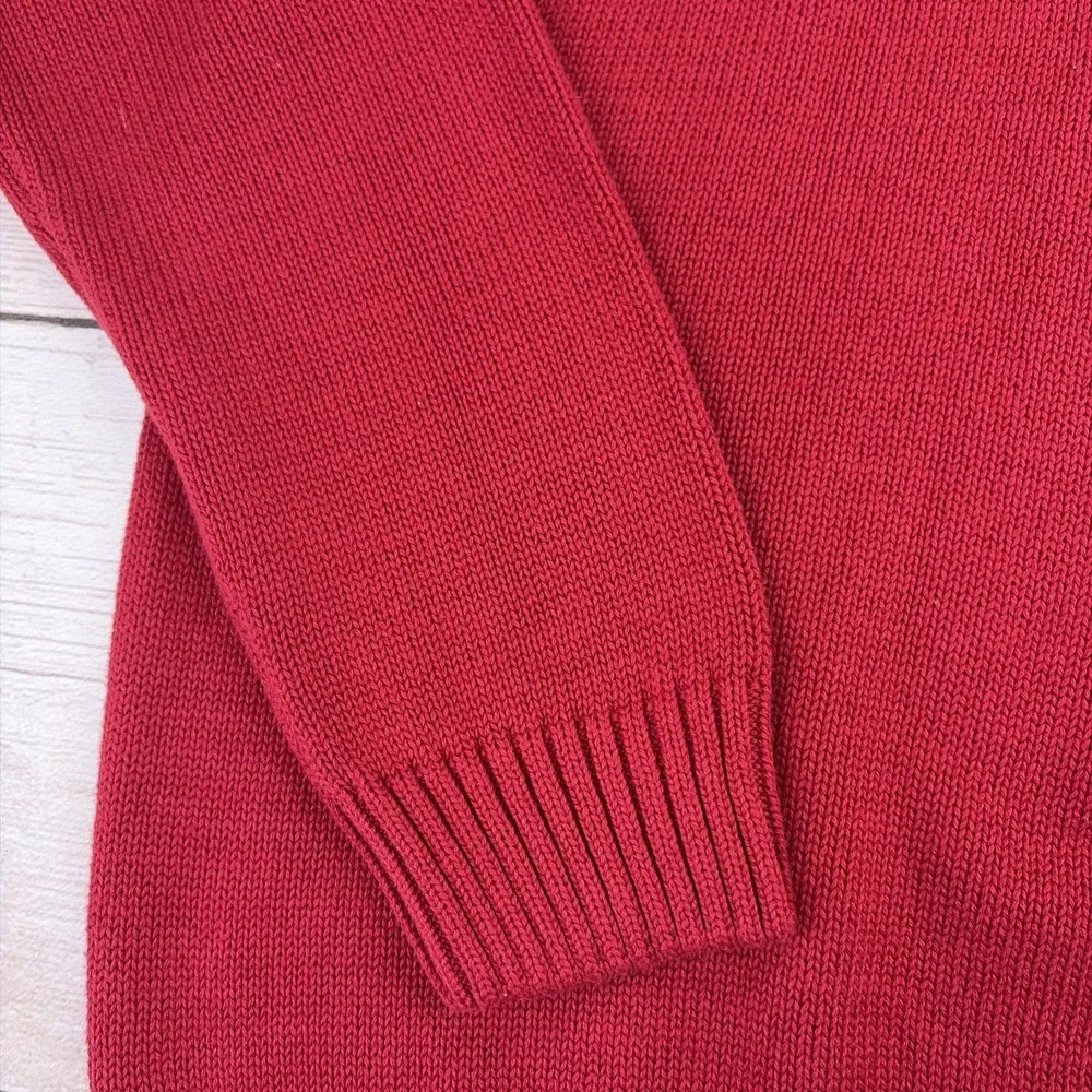 Chaps Men's XL 1/4 Zip Cotton Knit Cardigan Long Sleeve Moose Head Sweater Red